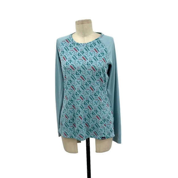 Patagonia Capilene Midweight Crewneck Top IceFall Big Sky Blue Size Medium - Picture 2 of 11